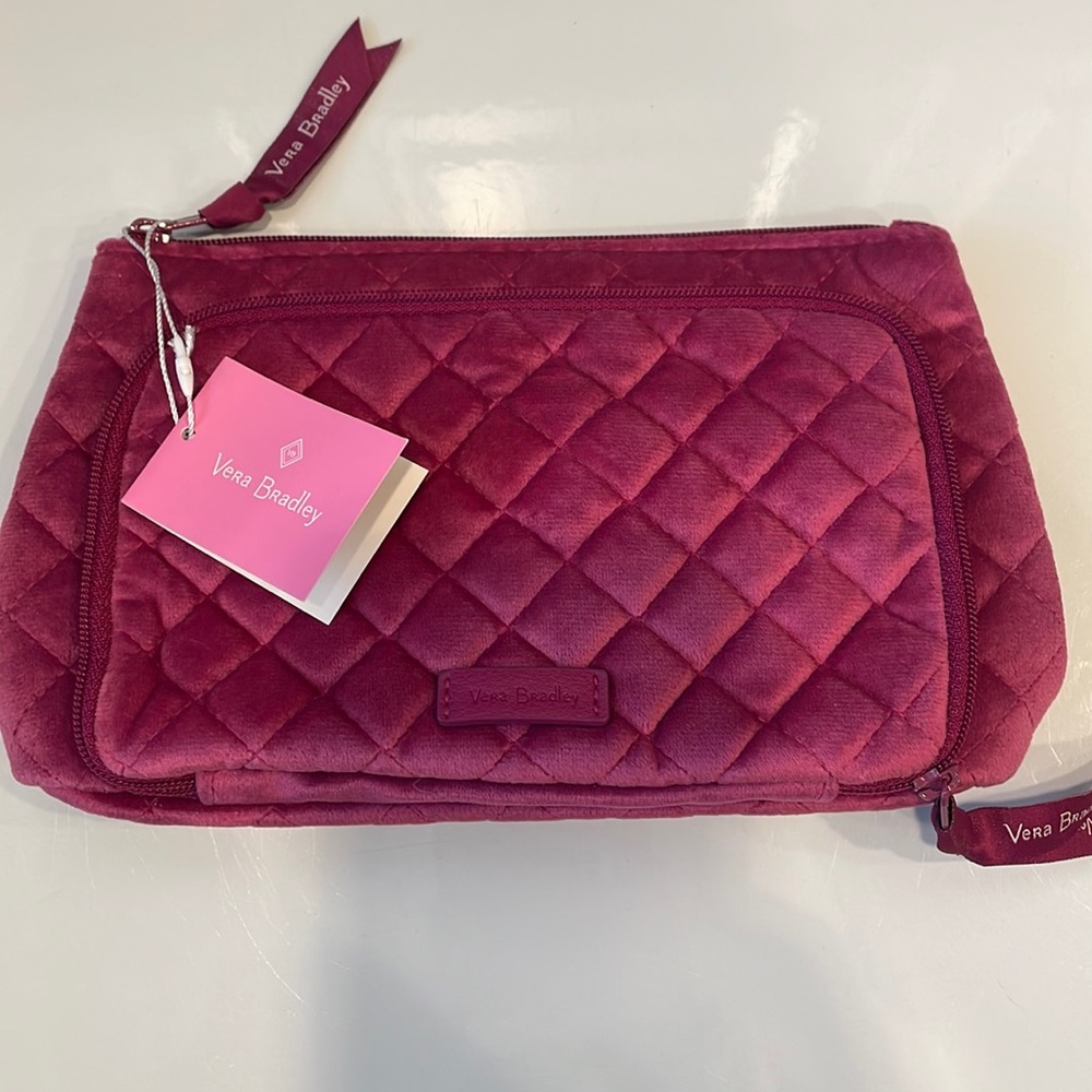 Vera Bradley blush pink velvet compact bag.